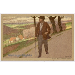 Paul Hey: Frühlingswanderung Hiker Man Münchner Künstlerkarten (Vintage PC ~1910s)