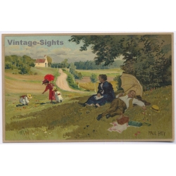 Paul Hey: In Der Sommerfrische Picnic Family (Vintage PC ~1910s)
