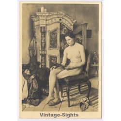 Sepp Hilz: Eitelkeit - Nude Woman Haus Der Deutschen Kunst (Vintage RPPC ~1940s)