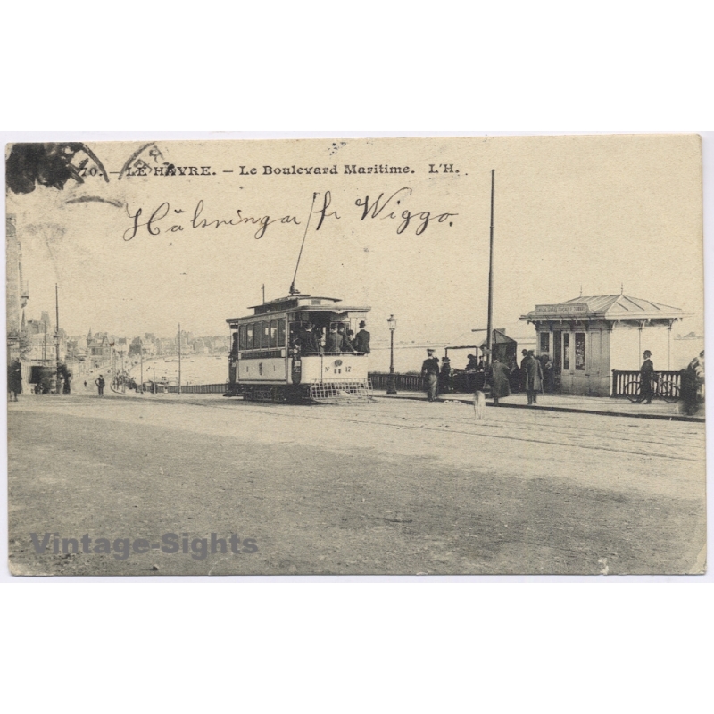 Le Havre / France: Boulevard Maritime Electric Tramway - Swedish Ship Mail (Vintage PC 1908)