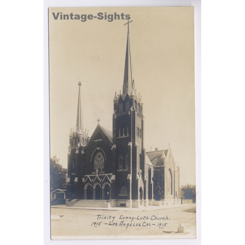 Los Angeles / USA: Trinity Lutheran Church - Demolished Architecture (Vintage RPPC 1915)