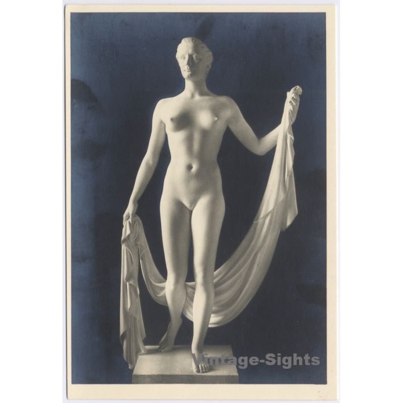 Arno Breker: Schreitende Nude Woman Sculpture / Charlotte Rohrbach (Vintage RPPC 1930s/1940s)