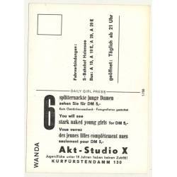 Nude Showgirl Wanda / Akt-Studio X - Kurfürstendamm (Vintage PC Berlin 1960s)
