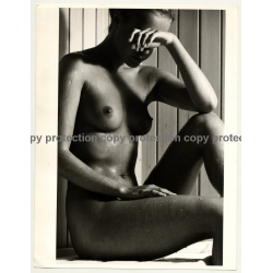 Beautiful Nude Female In Sauna / Sweat (Vintage Large Photo Master 1980s)