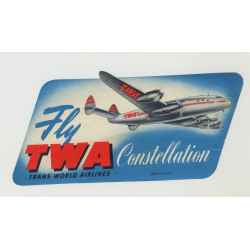 Fly TWA Trans World Airlines Constellation (Vintage Airlines Luggage Label)