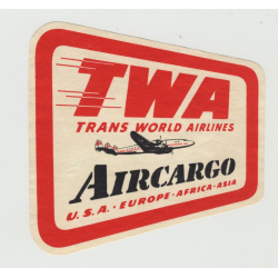 TWA Trans World Airlines - Aircargo (Vintage Luggage Label)