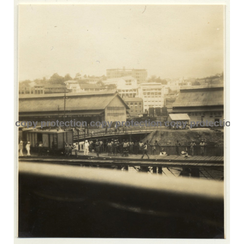 Congo-Belge: Approaching Matadi With Ship / Quay (Vintage Photo B/W 1930) Congo-Belge: Approaching Matadi With Ship / Quay (Vintage Photo B/W 1930)