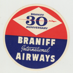 Braniff International Airways / 30 Anniversary (Vintage Luggage Label 1958)
