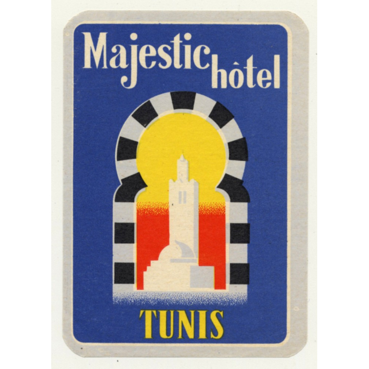 Majestic Hotel - Tunis - Tunisia (Vintage Luggage Label)