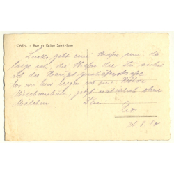 Caen - France: Rue Et Eglise Saint-Jaen / Bar André - Coiffeur (Vintage RPPC 1940)