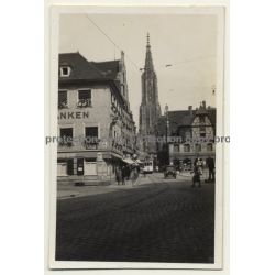 89073 Ulm / Germany: Wengengasse Ecke Hirschstraße / Tram (Vintage Photo B/W 1932)