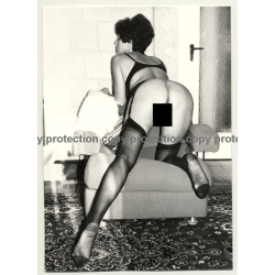 Nude Female On Lounge Chair / Rear View - Legs (Vintage Photo B/W GDR 1980s)
