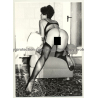 Nude Female On Lounge Chair / Rear View - Legs (Vintage Photo B/W GDR 1980s)