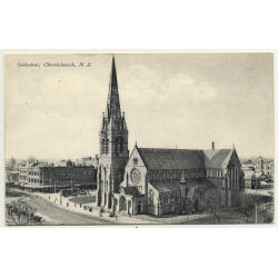 Christchurch / New Zealand: Cathedral (Vintage Postcard B/W)