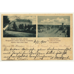 Nagy - Kikinda / Serbia: Kronprinzstrasse & Staats Mädchen Bürgerschule (Vintage Postcard 1899)