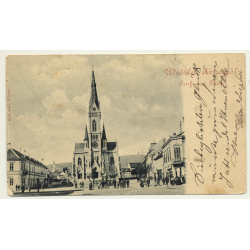 Köszeg - Güns / Hungary: Main Place & Church (Vintage Postcard 1898)
