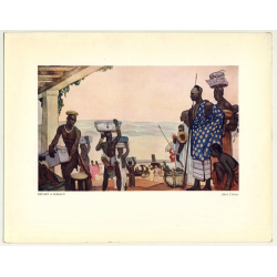 Fernand Allard L'Olivier: Départ A Bukavu (Vintage Art Print 32 x 25.5 CM ~ 1930s)
