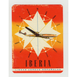 Iberia - Lineas Aereas Españolas (Vintage Airline Luggage Label: Fournier-Vitoria)
