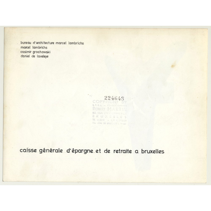 Bruxelles: Caisse Générale D'Epargne Et De Retraite / Detail: Concrete Facade (Vintage Photo Robert Martin)
