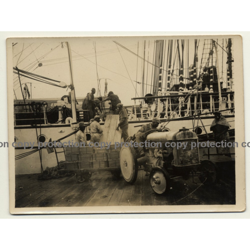 Begian School-Ship L'Avenir *6 / Tractor Loads Cargo (Vintage Photo ~ 1920s/1930s)