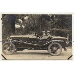 Cool Couple In Roadster W. Coat Of Arms Of Belgium (Vintage RPPC ~1910s/1920s)