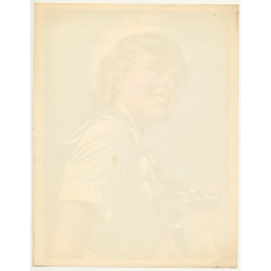Blonde Girl In Marine Uniform (Vintage Print Belgium 1940s/1950s  ~ 31 x 24 CM)