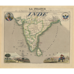 Inde: France And Its Colonies - Migeon Vuillemin (VINTAGE MAP LATE 19th CENTURY)