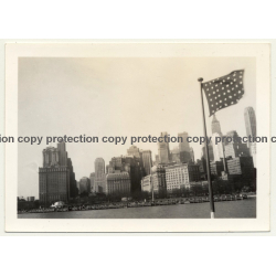 New York: Manhattan From Hudson River / Skyscrapers (Vintage Photo B/W ~ 1960s)