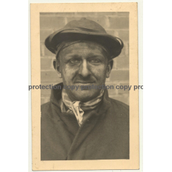 Quaregnon / Belgium: Portrait Of Coalminer (Vintage RPPC 1947)