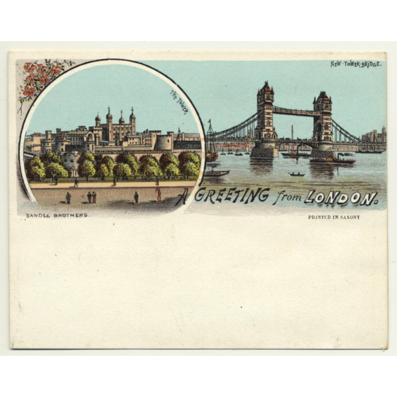 Sandle Brothers / UK: Greeting From London *1 (Vintage Court Size Postcard ~1900)