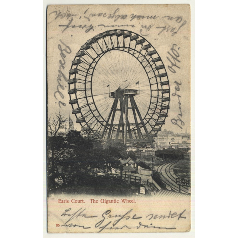 UK: Earls Court - The Gigantic Wheel (Vintage Postcard 1903)