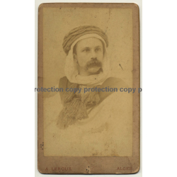 A. Leroux, Alger: Portrait Of Tourist W. Turban *2 (Vintage Cabinet Card Photo Pre 1900)