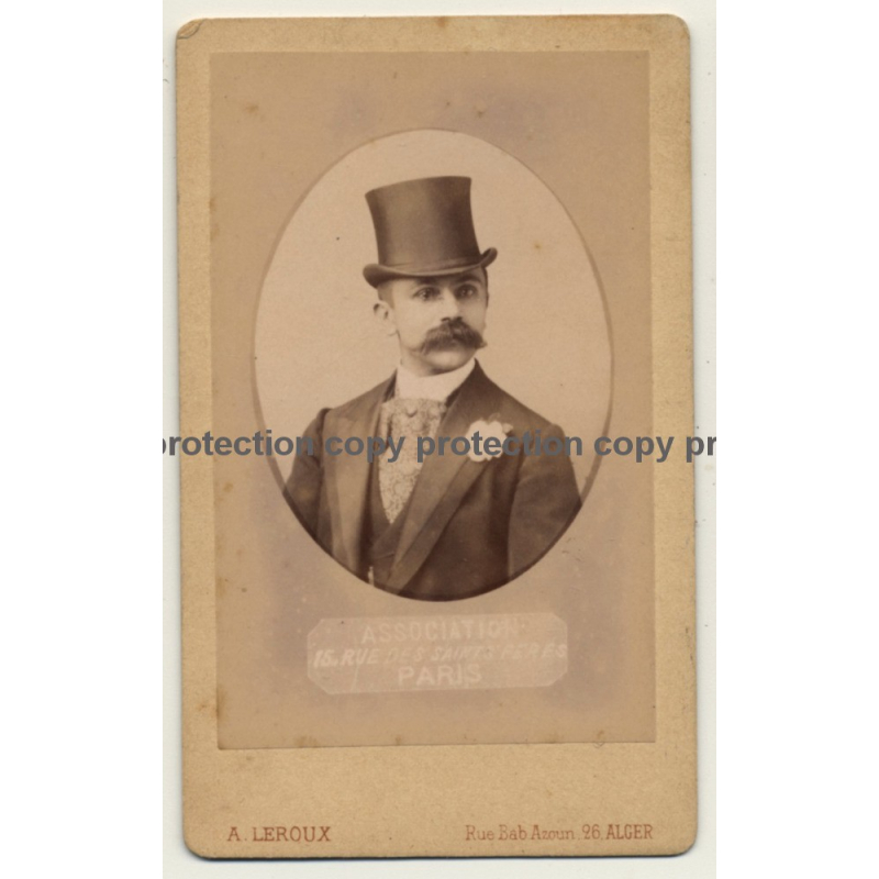 A. Leroux, Alger: Portrait Of Tourist W. Turban *2 (Vintage Cabinet Card Photo Pre 1900)