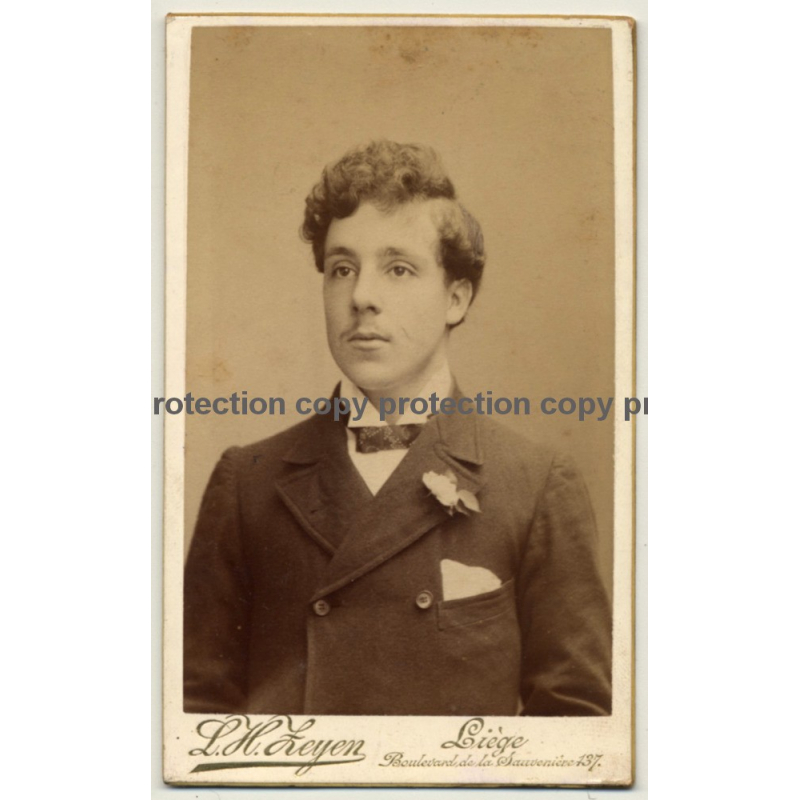 L. H. Zeyen: Portrait Of Young Man / Bum-Fluff Moustache (Vintage Carte De Visite / CDV ~1890s/1900s)