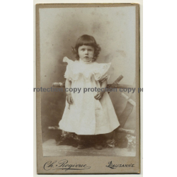 Ch. Rogivue / Lausanne: Baby Girl In White Dress (Vintage Carte De Visite / CDV ~1900s)