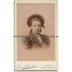 Ernest Wurth / Liège: Dreamy Young Girl / Puff Sleeves (Vintage Carte De Visite / CDV 1898)
