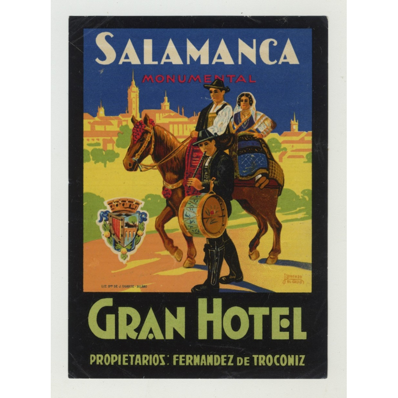Gran Hotel - Salamanca / Spain (Vintage Luggage Label)