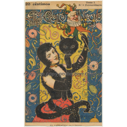 J. Diéguez: El Gato Negro Tomo I N° 6 / AL Carnaval (Vintage Cover Page 1898)