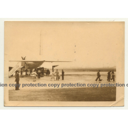 Airplane On Airfield /  Sabena Gangway  (Vintage Photo Belgium ~1950s)