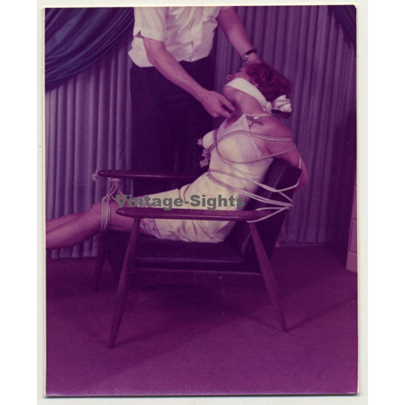 Redheaded Woman Tied To Chair *3 / Gag - Master - BDSM (Vintage Photo USA ~1970s)