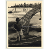 Congo - Belge: Little Boy In Front Of Fish Trap / Stanley Falls (Vintage Photo ~1950s)