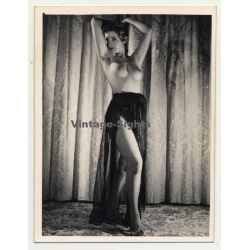 Semi Nude Female Dancer Undresses *1 / Boobs - Curtain (Vintage Photo ~1940s)