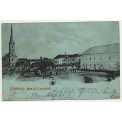 Udvozlet Ersekujvarbol / Slovakia: Kossuth Lajos Place - Moonlight (Vintage PC ~1900)