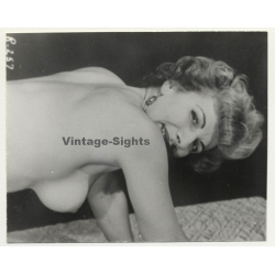 Upper Body Of Classy Topless Woman / Smiles At Camera (Vintage Photo B/W 1965)