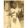 Congo Belge: Indigenous Woman In White Dress W. Tropical Hat (Vintage Photo ~ 1930s/1940s)