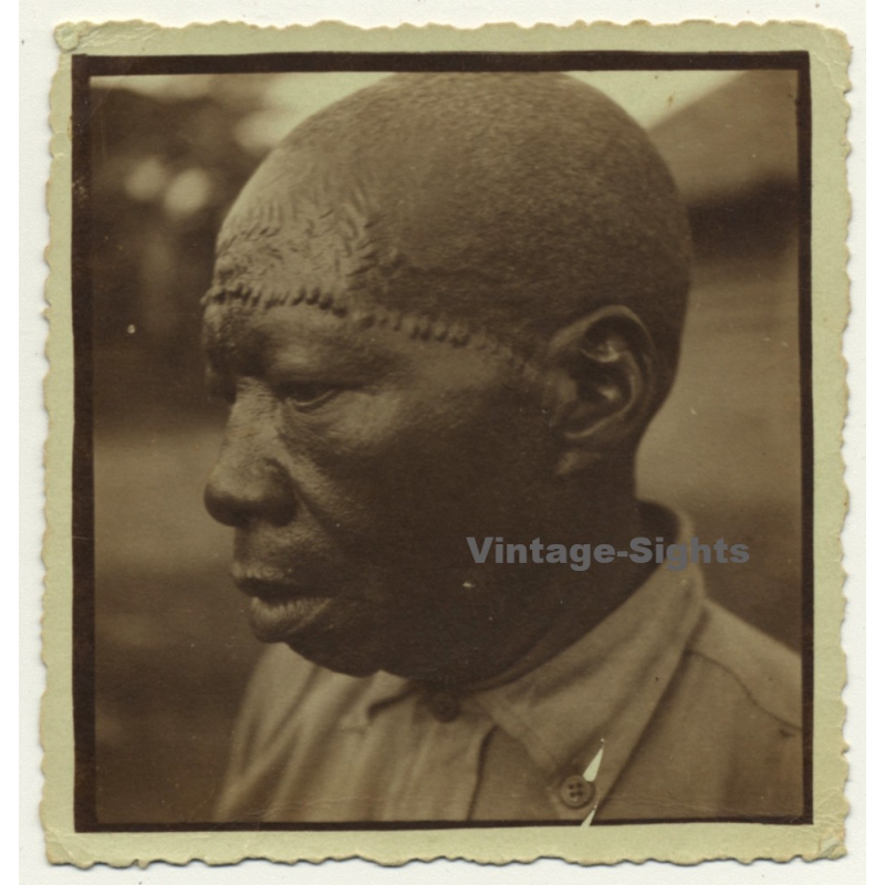Congo: Portrait Of Indigenous Man With Facial Scarifications (Vintage Photo ~ 1930s) Congo: Portrait Of Indigenous Man With Facial Scarifications (Vintage Photo ~ 1930s)