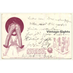 Kegeln / Bowling: Kunstkegler - Art Bowler (Vintage Funny Postcard 1898)