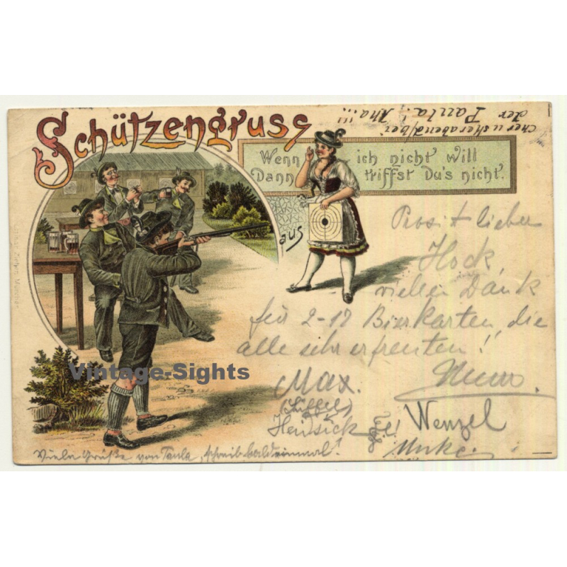 Schützengruss / Sagittarius Greeting (Vintage Postcard Litho ~1890s/1900s) Schützengruss / Sagittarius Greeting (Vintage Postcard Litho ~1890s/1900s)