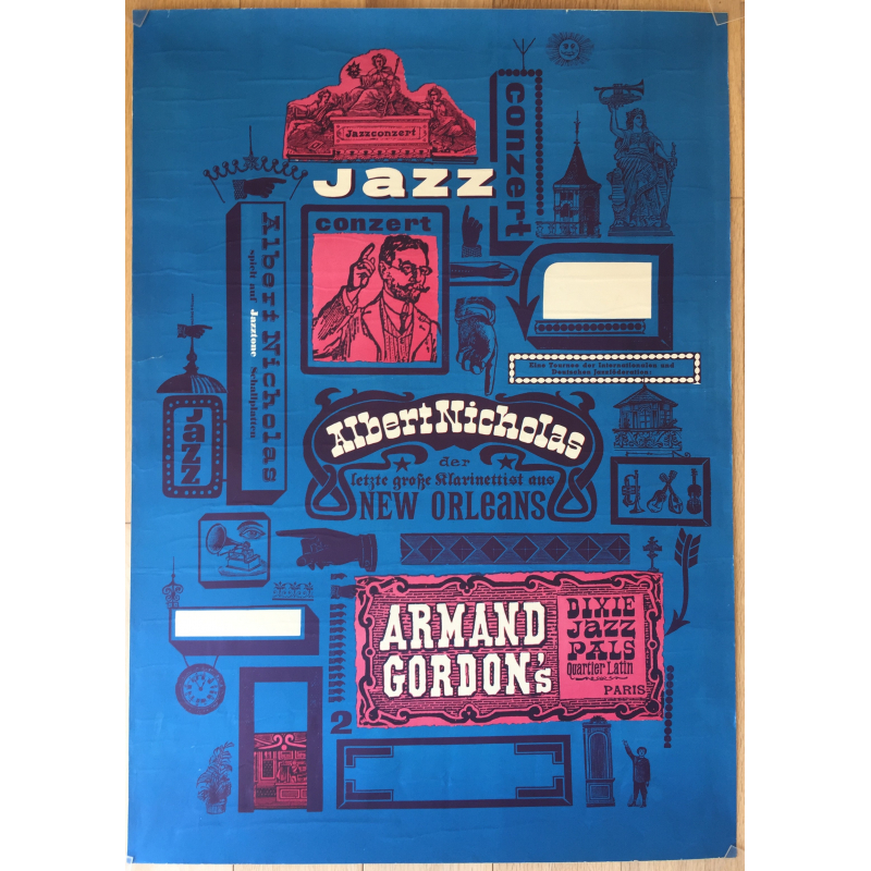 Albert Nicholas & Armand Gordon - Jazz Conzert 1960 (Vintage Poster: Kieser) Albert Nicholas & Armand Gordon - Jazz Conzert 1960 (Vintage Poster: Kieser)