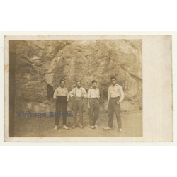 Spanish Wanderers In Front Of Rockface (Vintage RPPC ~ 1910s/1920s)